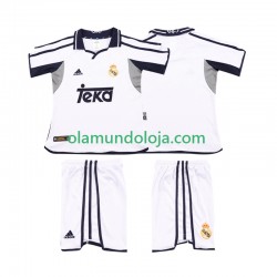 Camisola Real Madrid 2001 Retro Criança Equipamento Primeiro 2002 Manga Curta